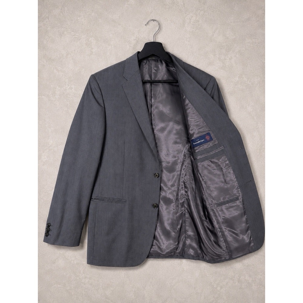 Saks Fifth Avenue Black Blazer Mens 42 Gray Ermenegildo Zegna Cloth Sport Coat